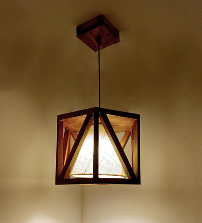 Teach Hexa Brown Wooden Single Hanging Lamp