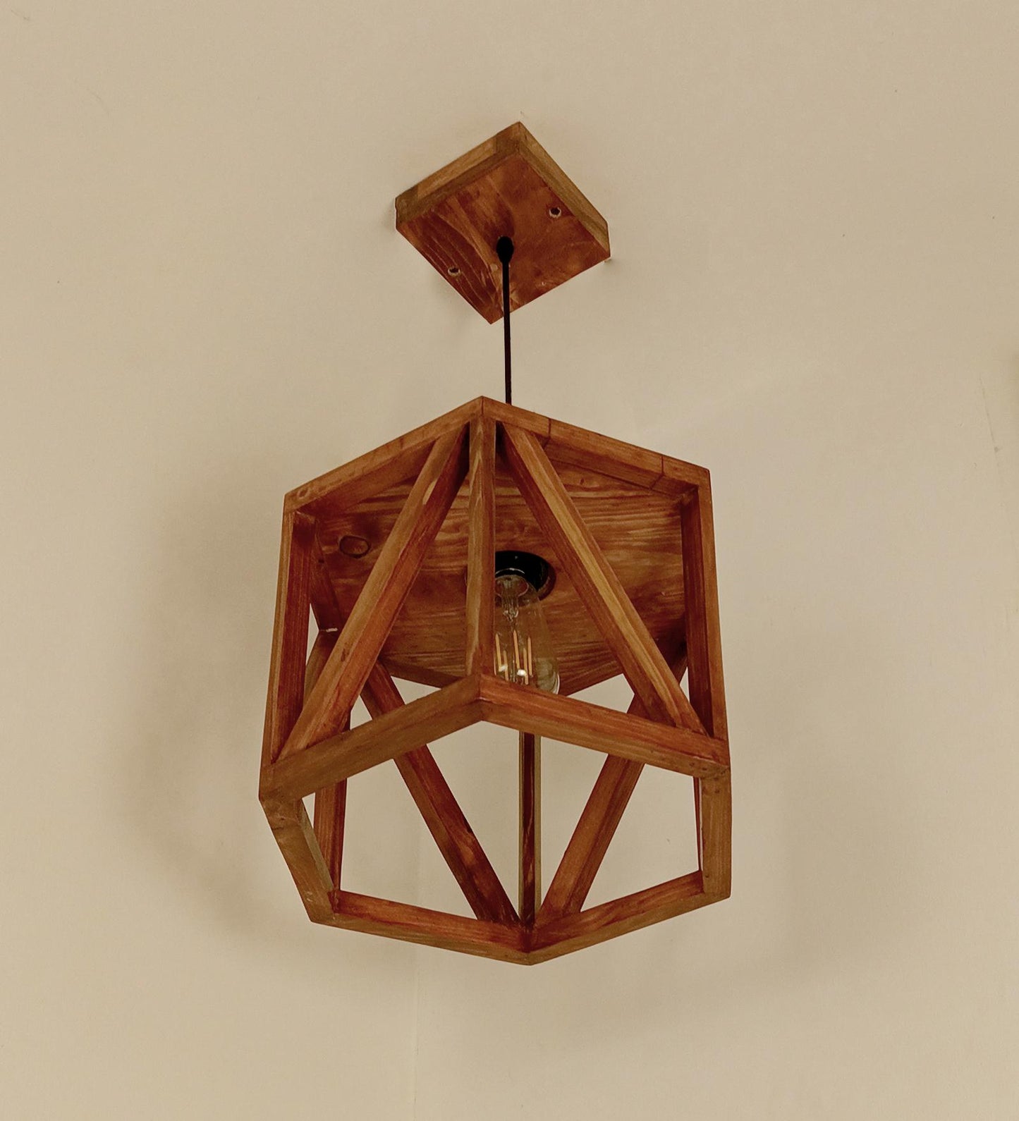 Teach Hexa Brown Wooden Single Hanging Lamp