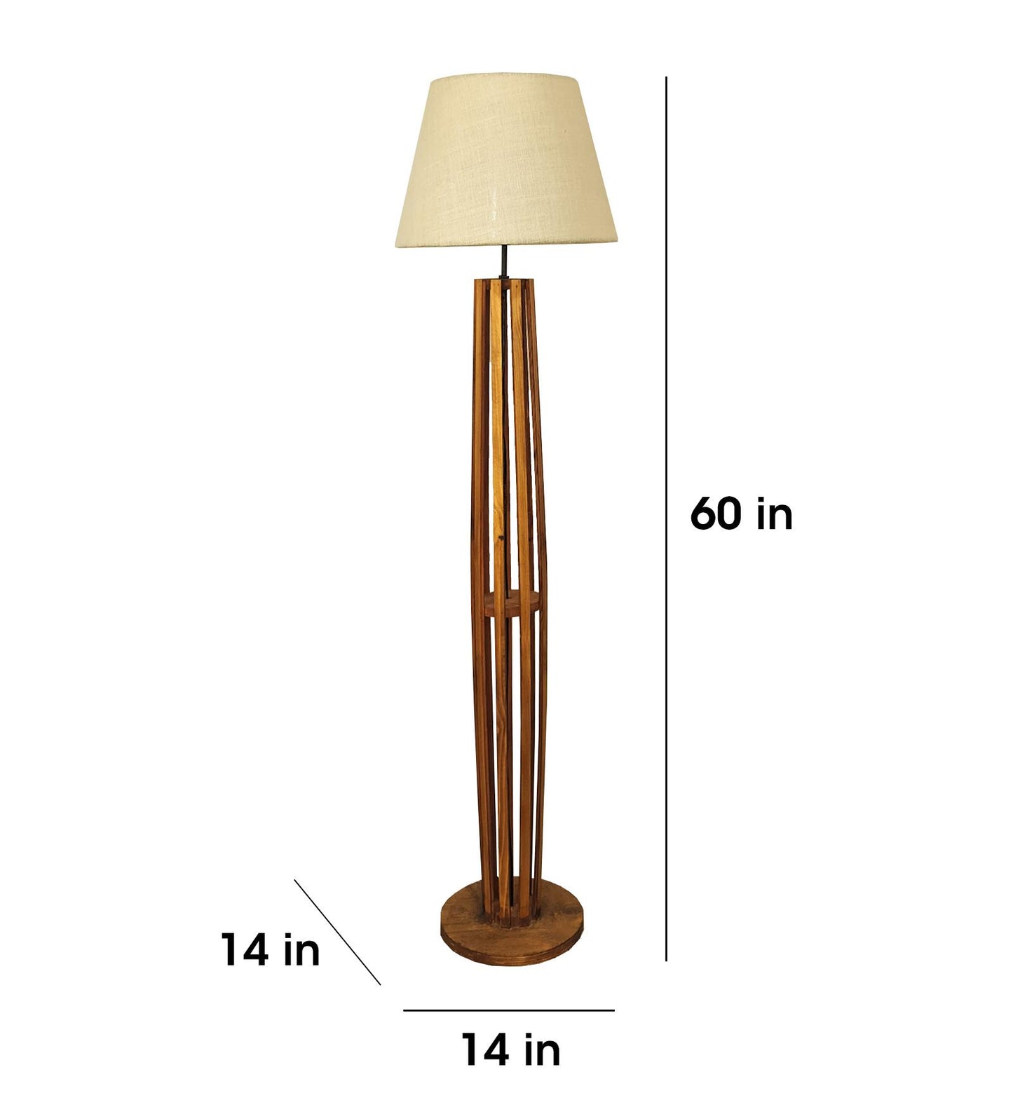 Jasper Boy Wooden Floor Lamp With Yellow Printed Fabric Lampshade