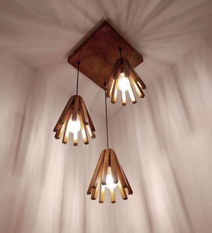 Think Brown Wooden Cluster Hanging Lamp