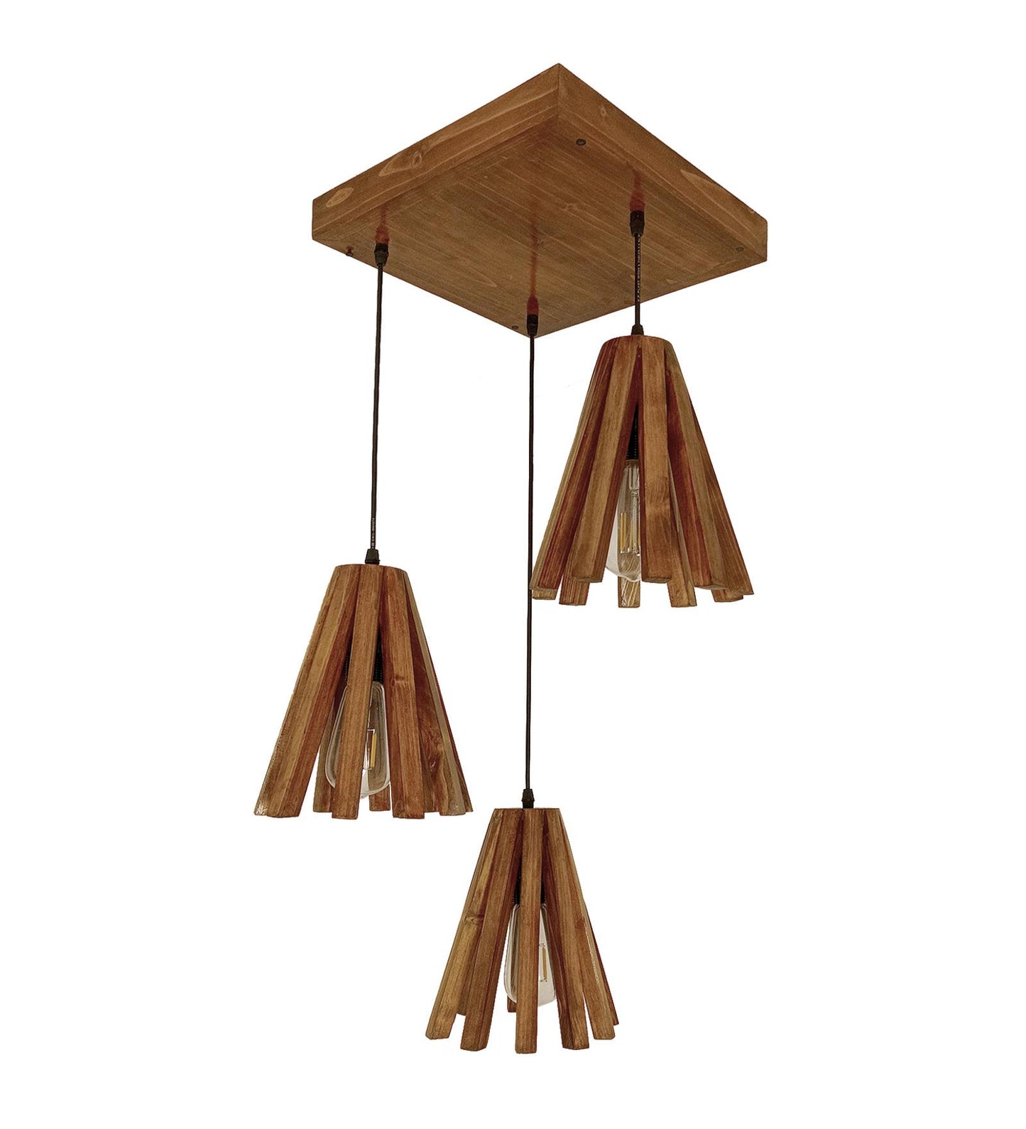 Think Brown Wooden Cluster Hanging Lamp