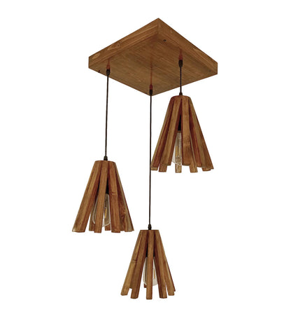 Think Brown Wooden Cluster Hanging Lamp