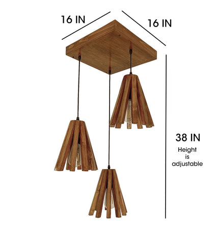 Think Brown Wooden Cluster Hanging Lamp