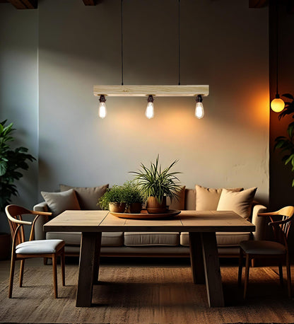High Beige Wooden 3 Series Hanging Lamp
