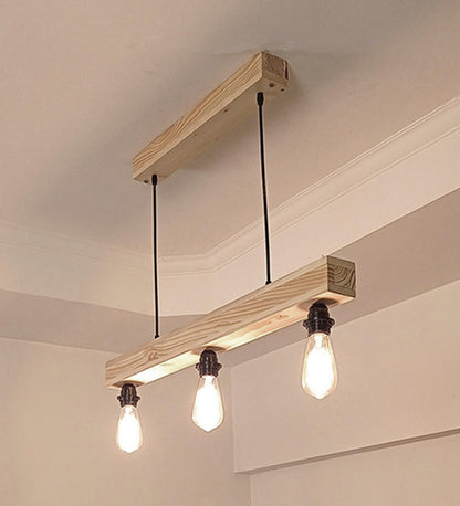 High Beige Wooden 3 Series Hanging Lamp