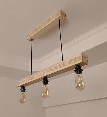 High Beige Wooden 3 Series Hanging Lamp