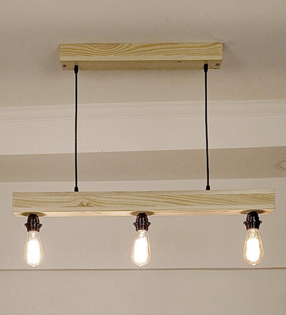 High Beige Wooden 3 Series Hanging Lamp