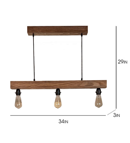 High Brown Wooden 3 Series Hanging Lamp