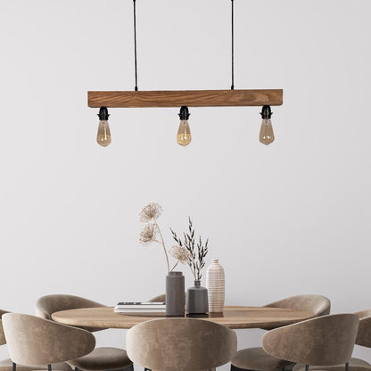 High Brown Wooden 3 Series Hanging Lamp
