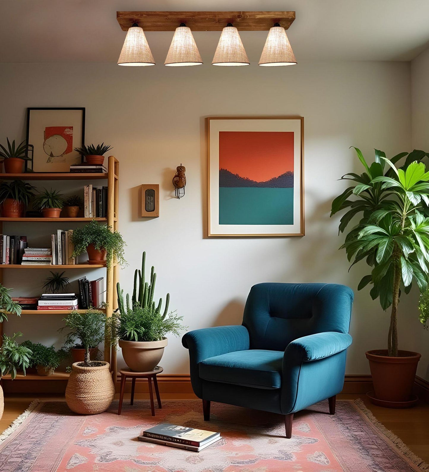 Stellar Brown Wooden 4 Series Ceiling Lamp