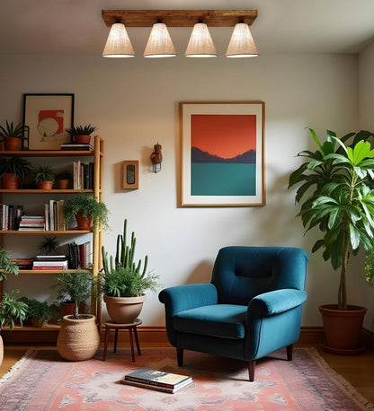 Stellar Brown Wooden 4 Series Ceiling Lamp