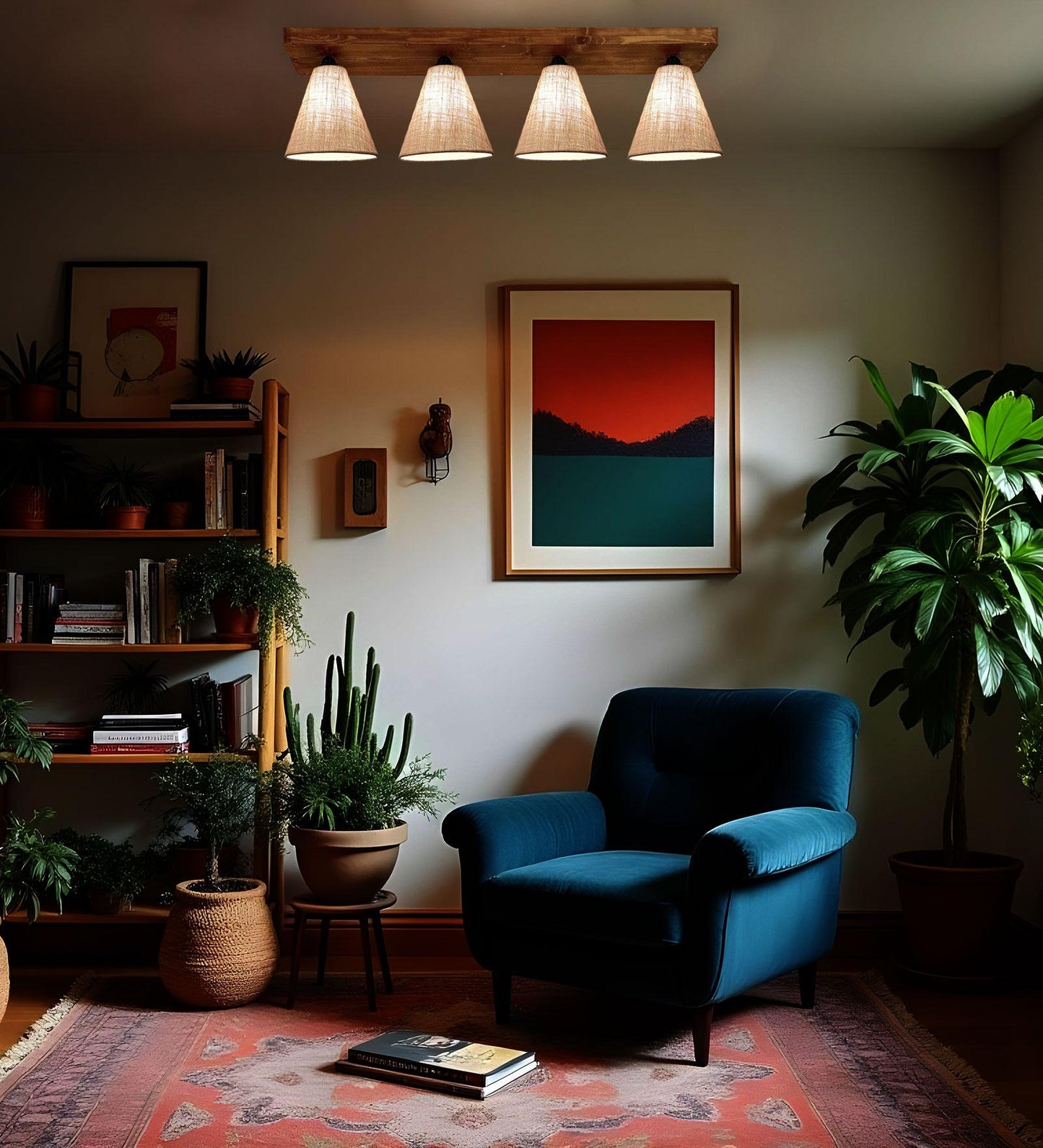 Stellar Brown Wooden 4 Series Ceiling Lamp