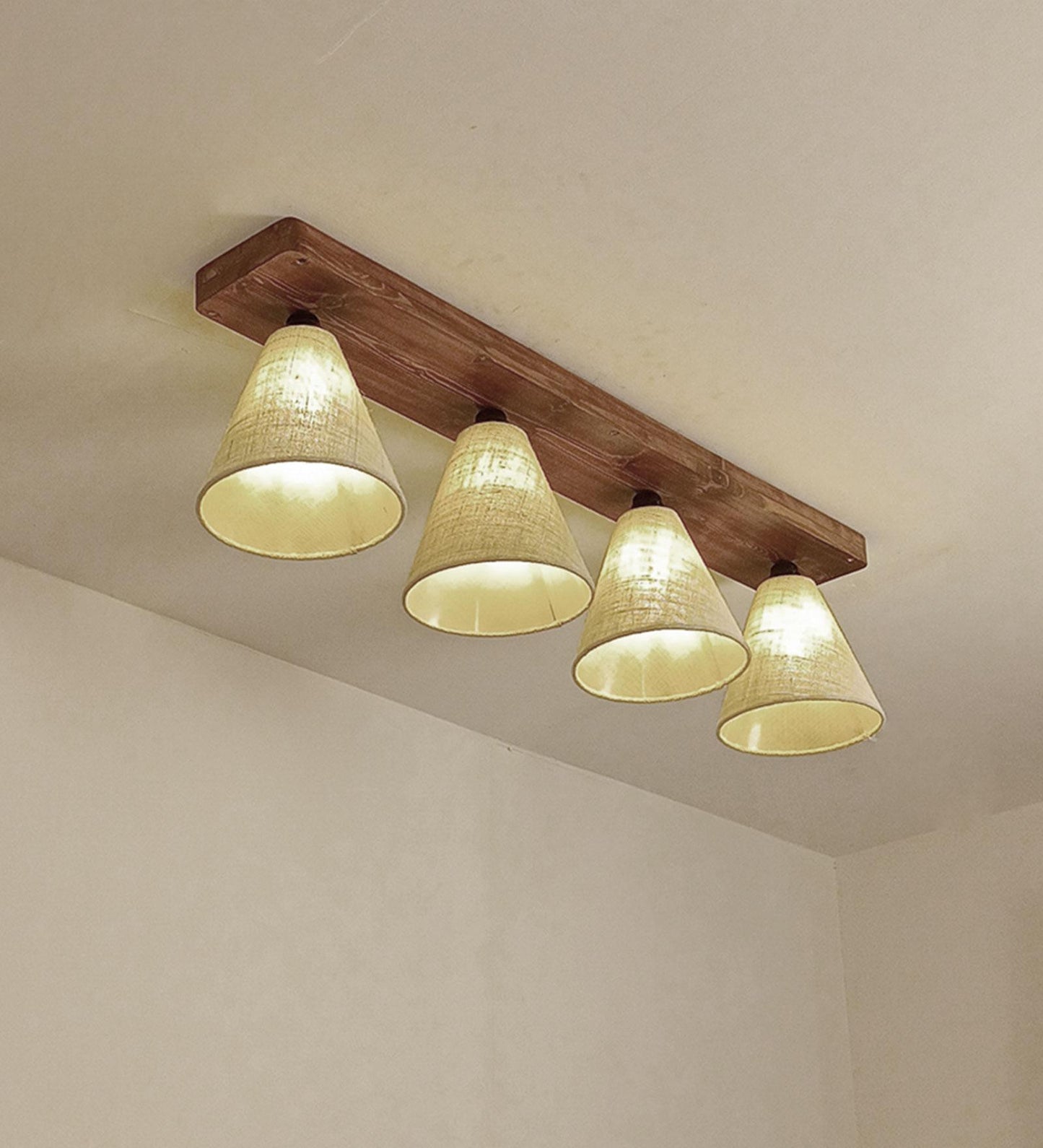 Stellar Brown Wooden 4 Series Ceiling Lamp