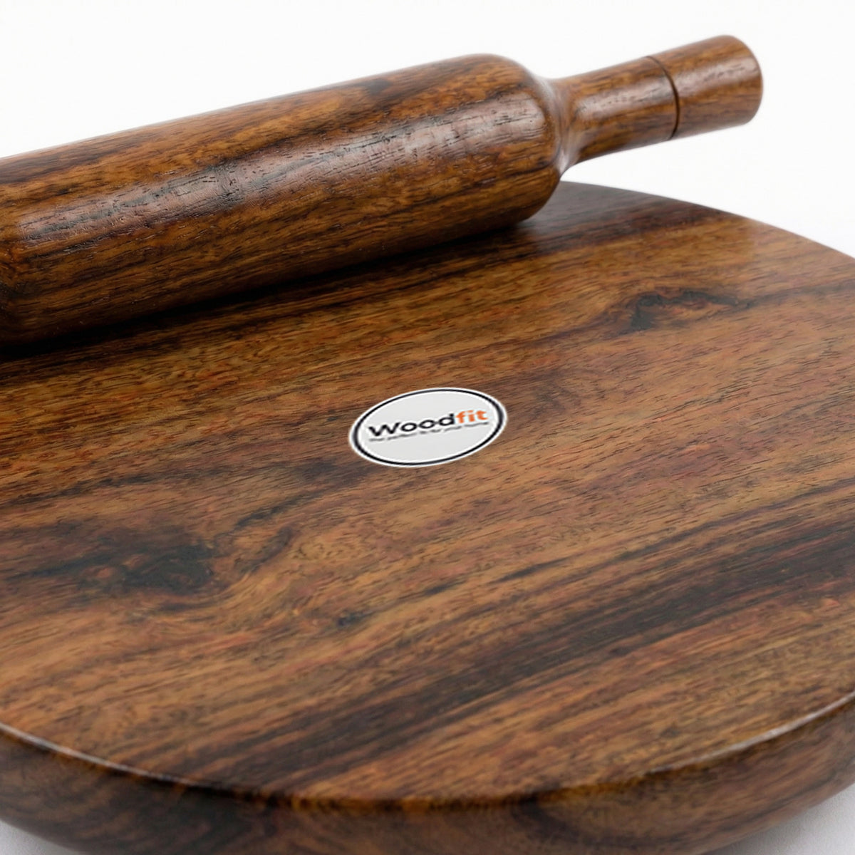 Woodfit Premium Handcrafted Solid Sheesham Wood Chakla Belan Set (9-inch Diameter)