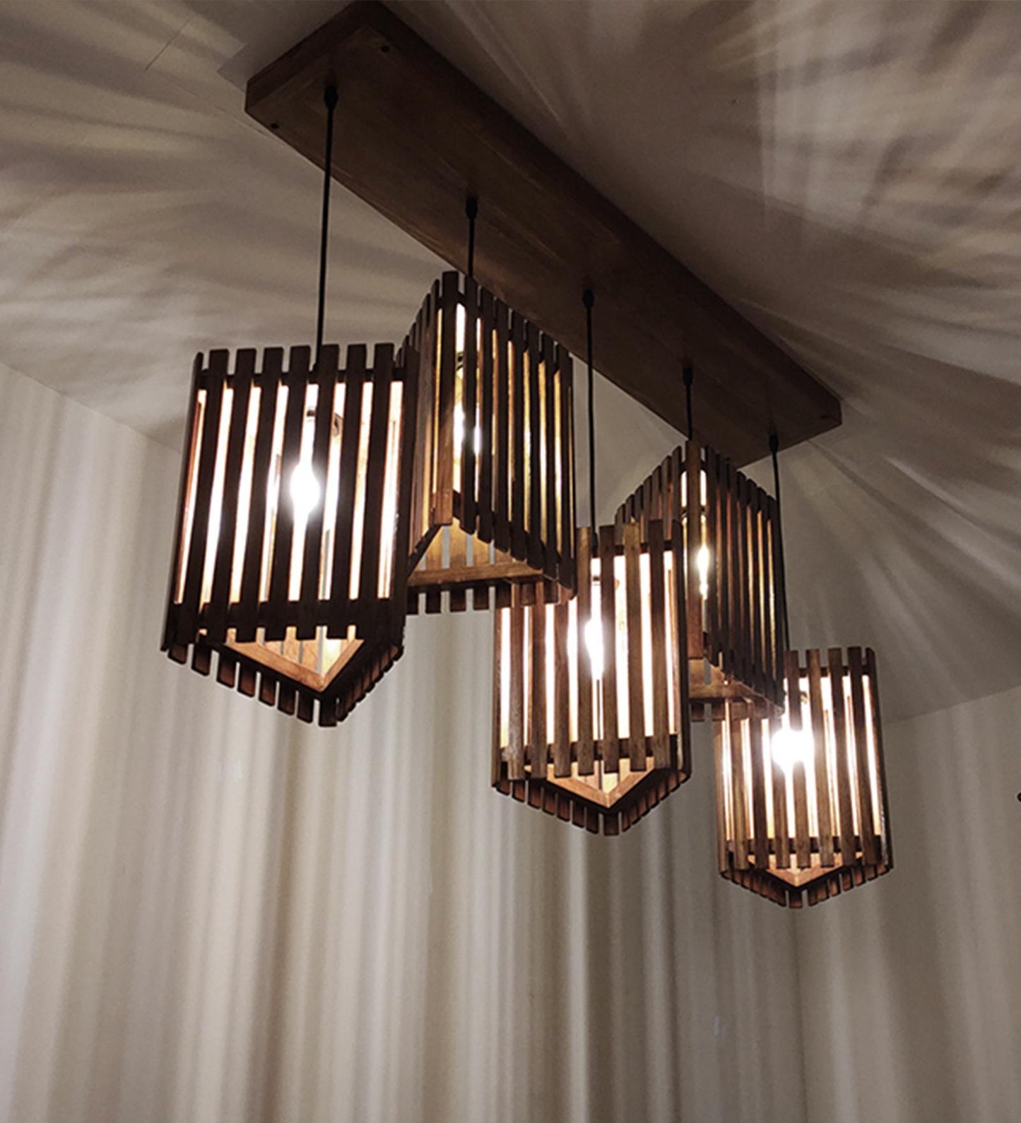 Fog Brown Wooden 5 Series Hanging Lamp