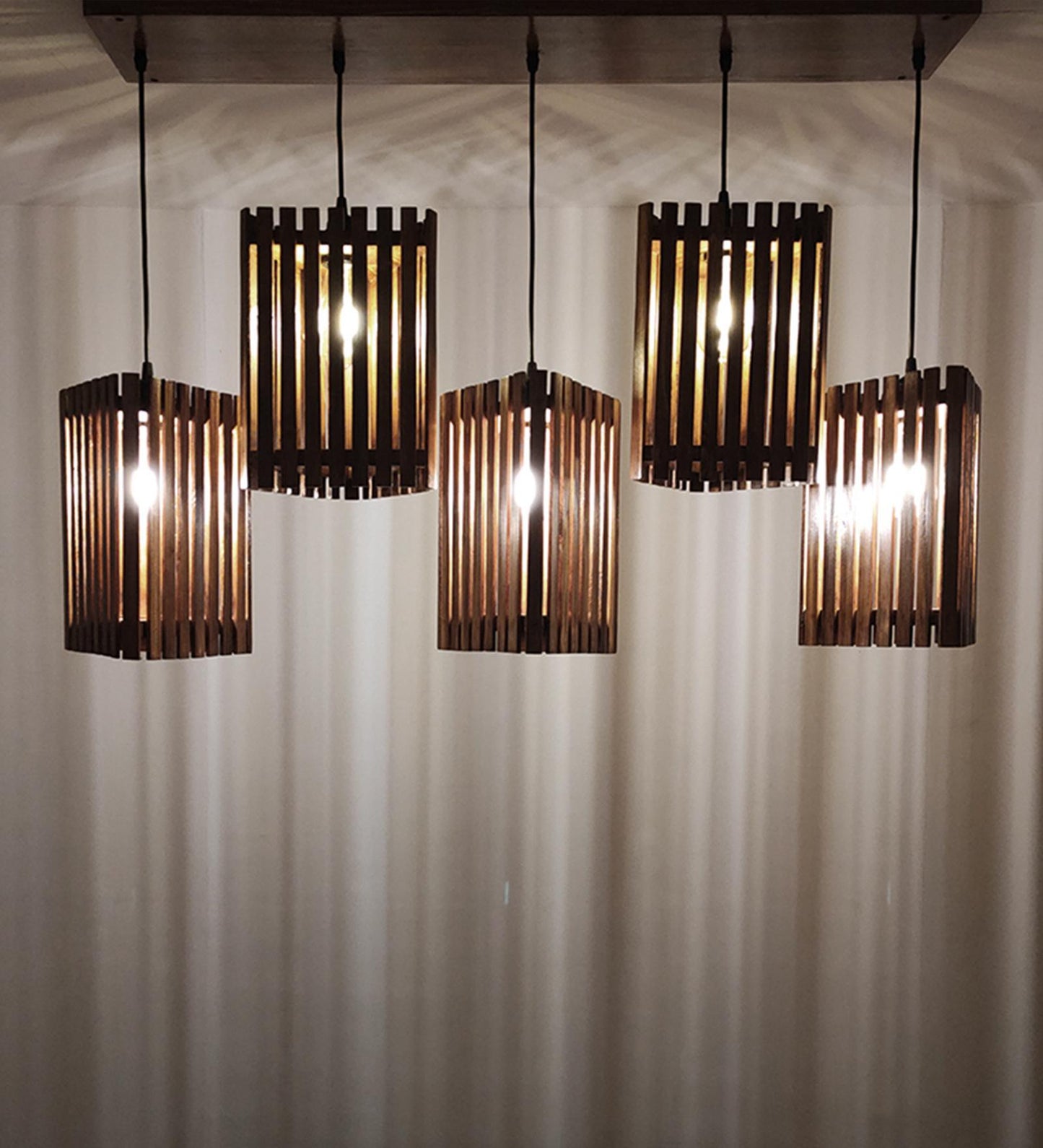 Fog Brown Wooden 5 Series Hanging Lamp
