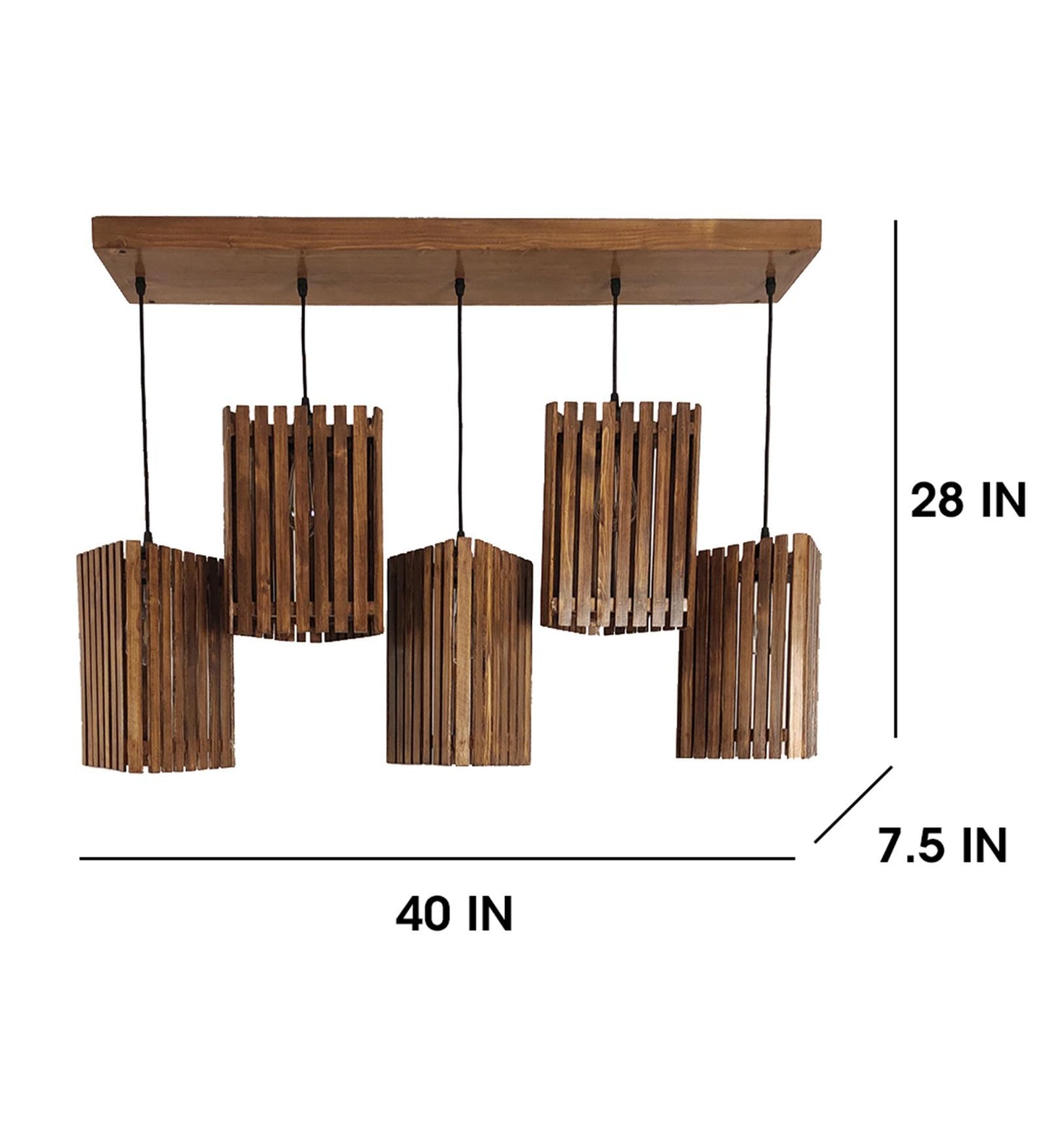 Fog Brown Wooden 5 Series Hanging Lamp