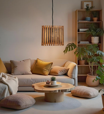 Fog Brown Wooden Single Hanging Lamp