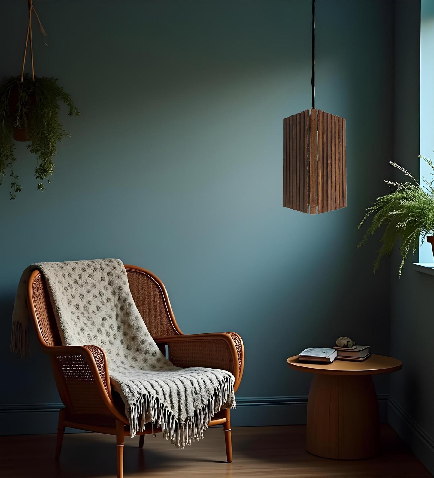 Oryx Brown Wooden Single Hanging Lamp