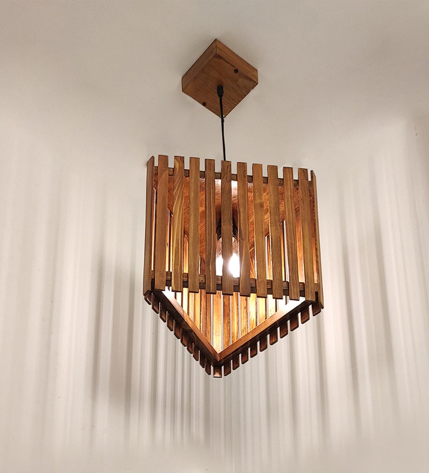 Fog Brown Wooden Single Hanging Lamp