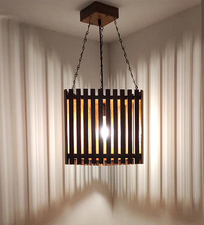 Fog Brown Wooden Single Hanging Lamp