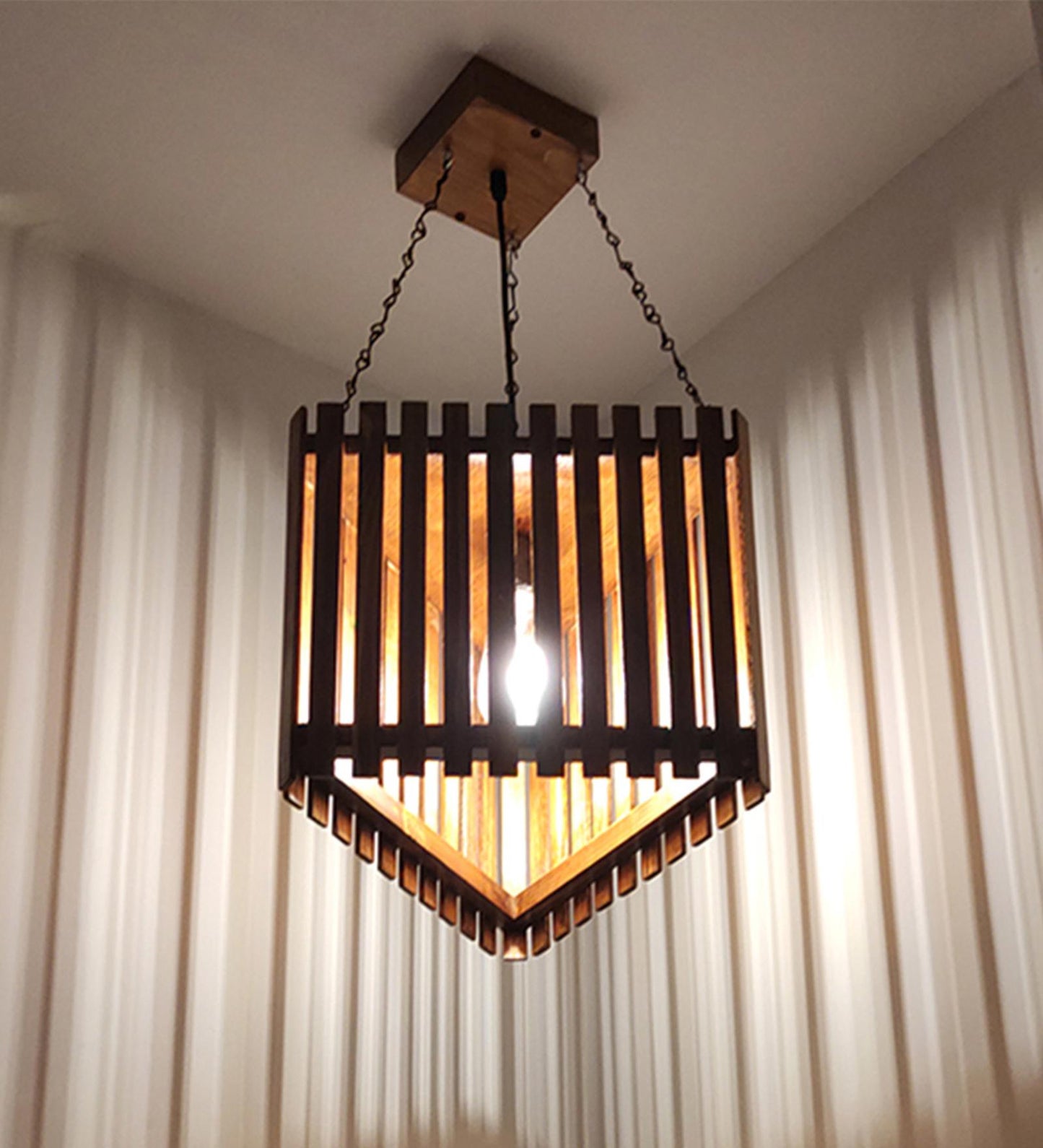 Fog Brown Wooden Single Hanging Lamp