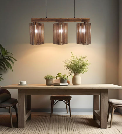 Fog Brown Wooden 3 Series Hanging Lamp
