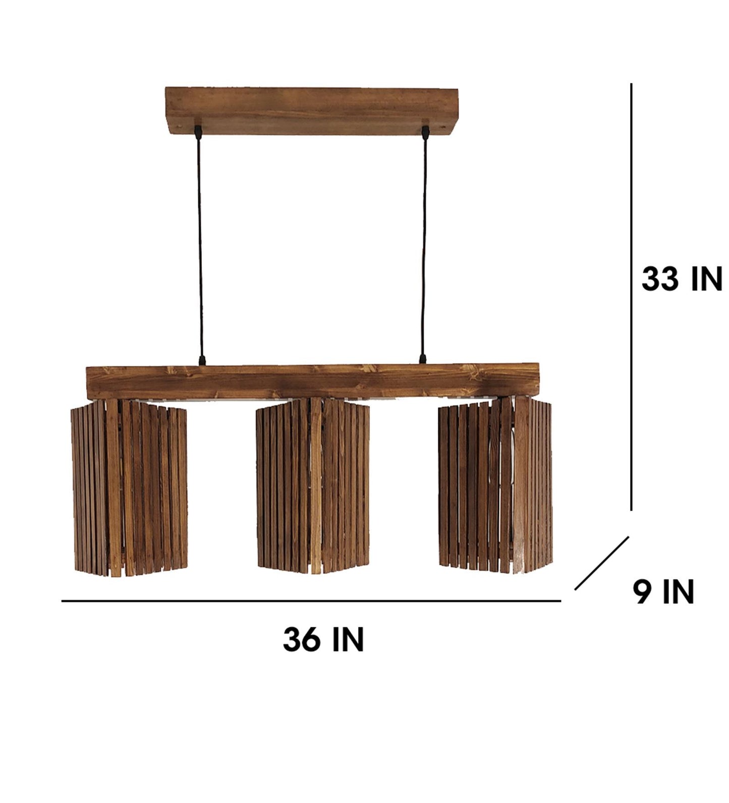 Fog Brown Wooden 3 Series Hanging Lamp