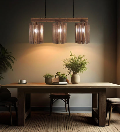 Fog Brown Wooden 3 Series Hanging Lamp