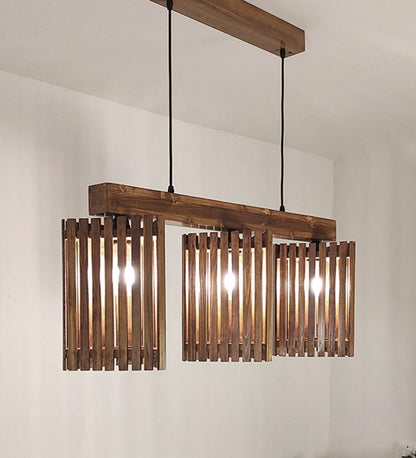 Fog Brown Wooden 3 Series Hanging Lamp