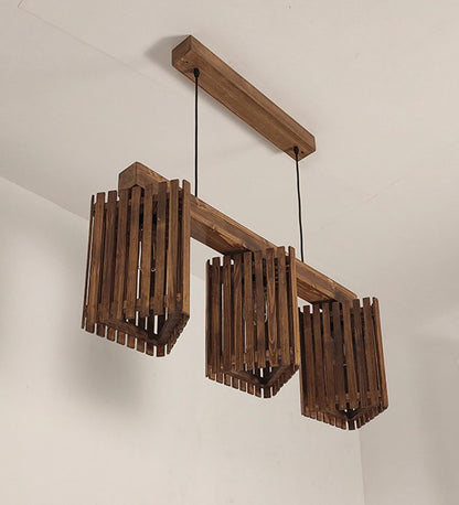 Fog Brown Wooden 3 Series Hanging Lamp