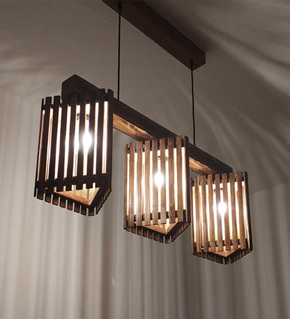 Fog Brown Wooden 3 Series Hanging Lamp