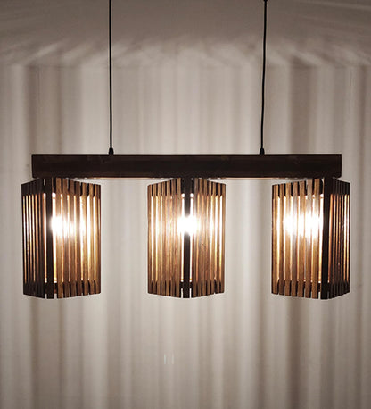 Fog Brown Wooden 3 Series Hanging Lamp