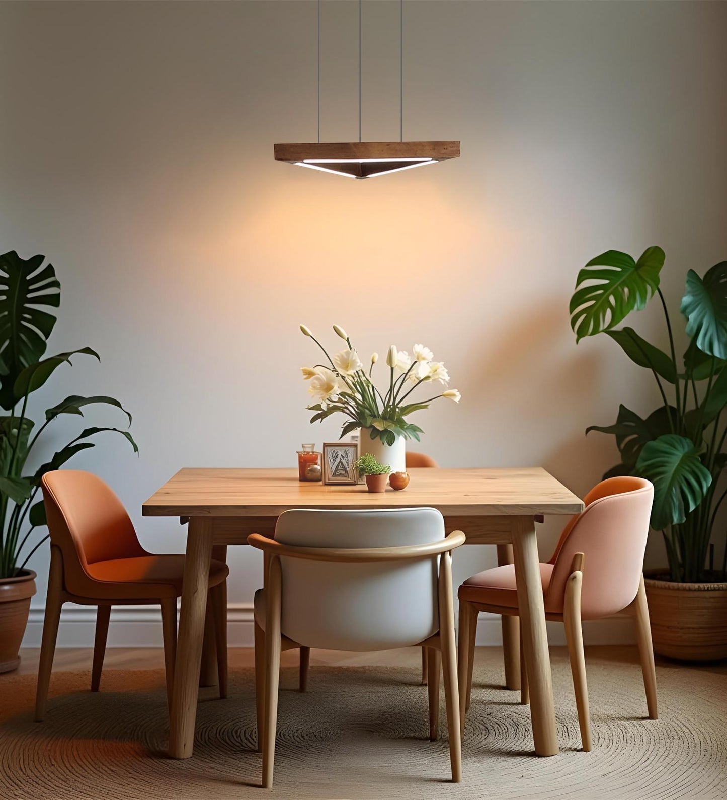 Hot Triangular Brown LED Hanging Lamp