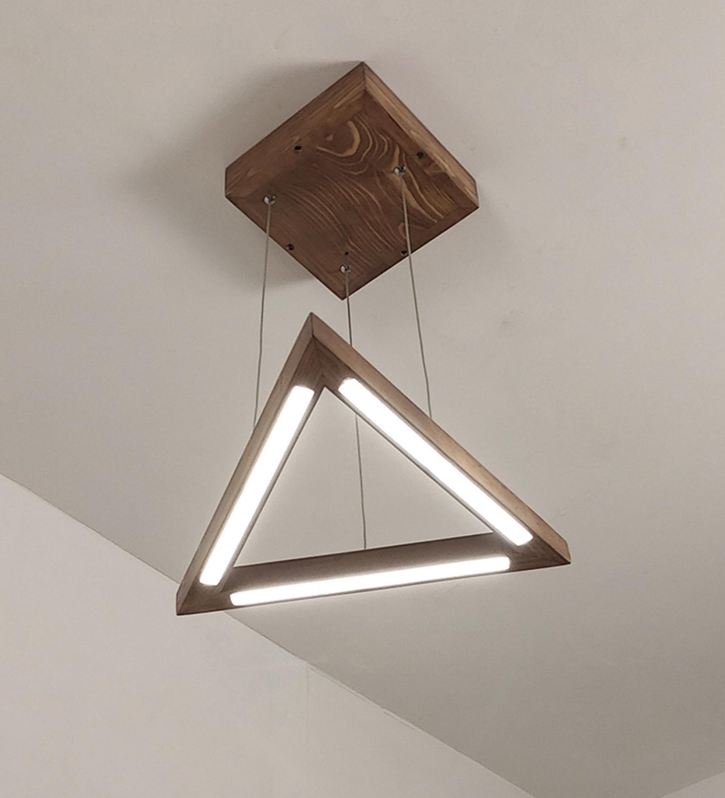 Hot Triangular Brown LED Hanging Lamp