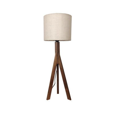 Safe Brown Wooden Table Lamp with Jute Lampshade