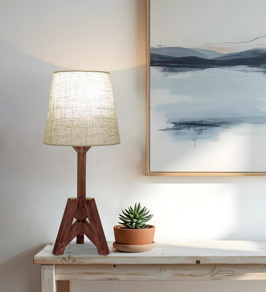 Loam Wooden Table Lamp with Jute Lampshade