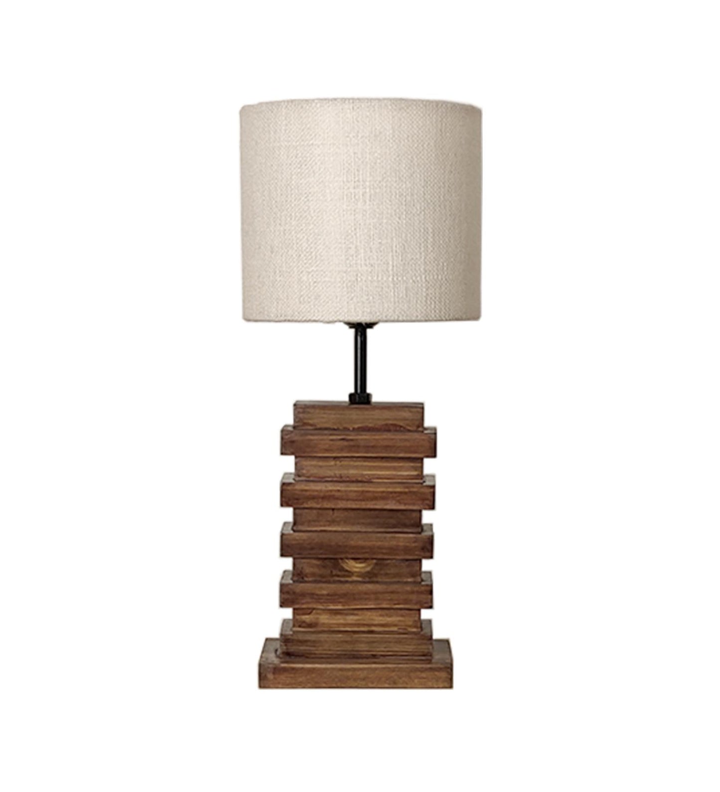 Do Brown Wooden Table Lamp with Jute Lampshade