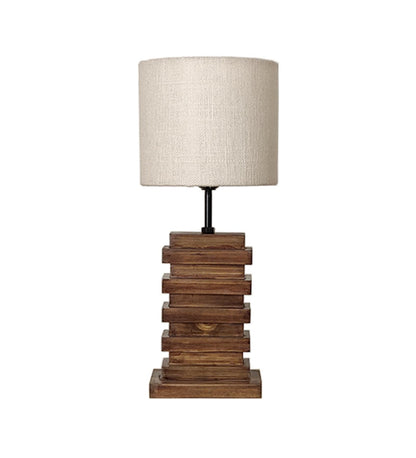 Do Brown Wooden Table Lamp with Jute Lampshade