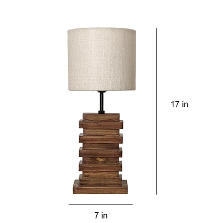Do Brown Wooden Table Lamp with Jute Lampshade