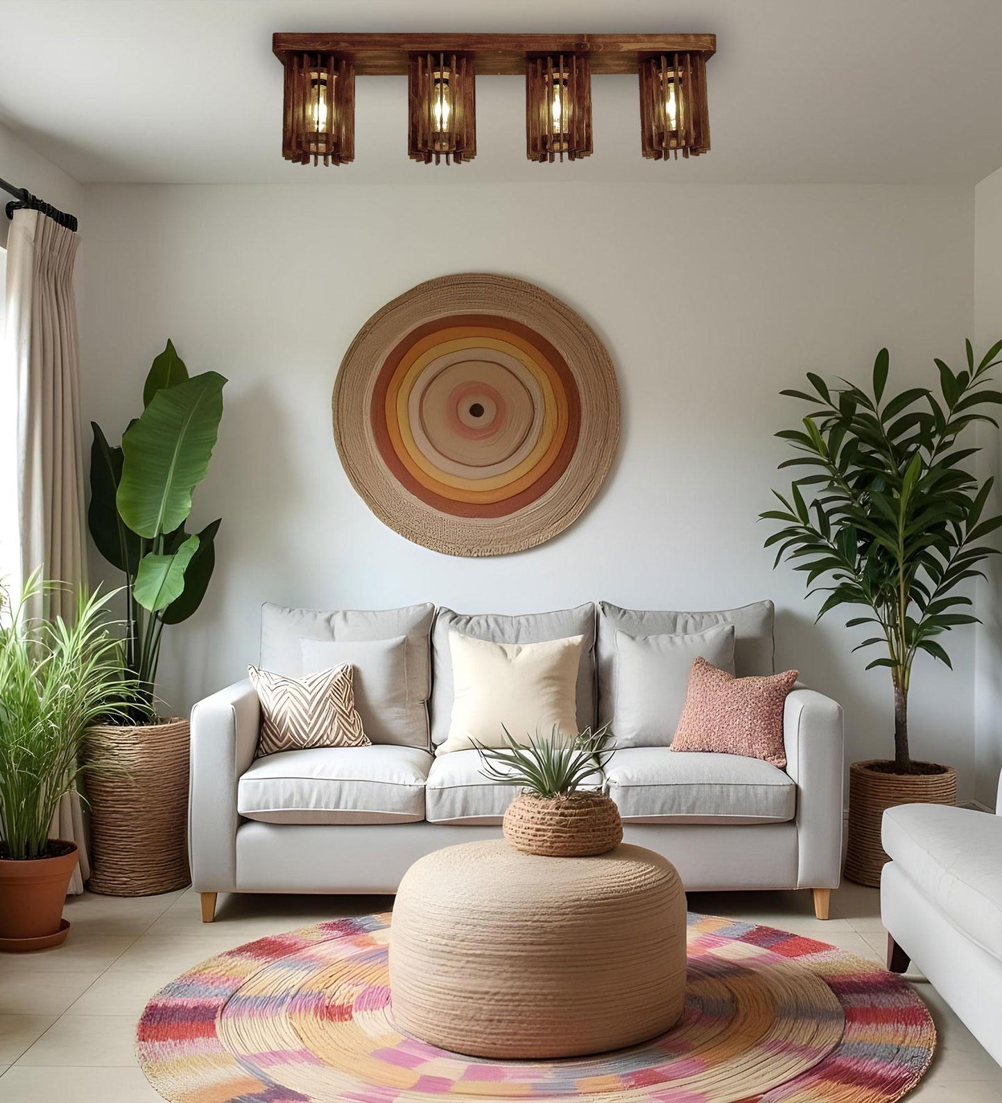 Dive Brown Wooden 4 Series Ceiling Lamp