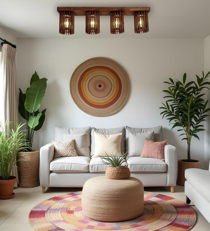 Dive Brown Wooden 4 Series Ceiling Lamp