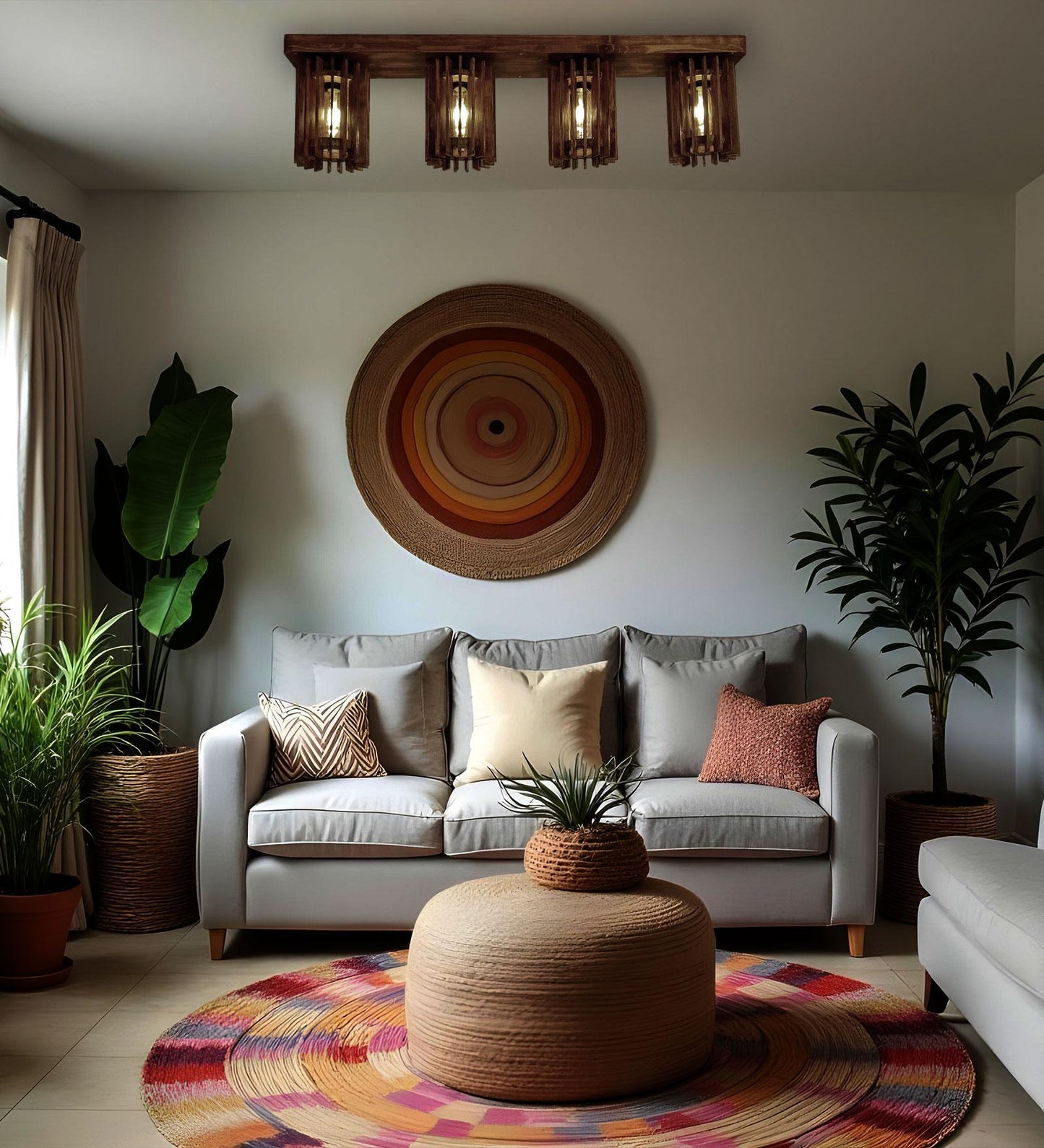 Dive Brown Wooden 4 Series Ceiling Lamp