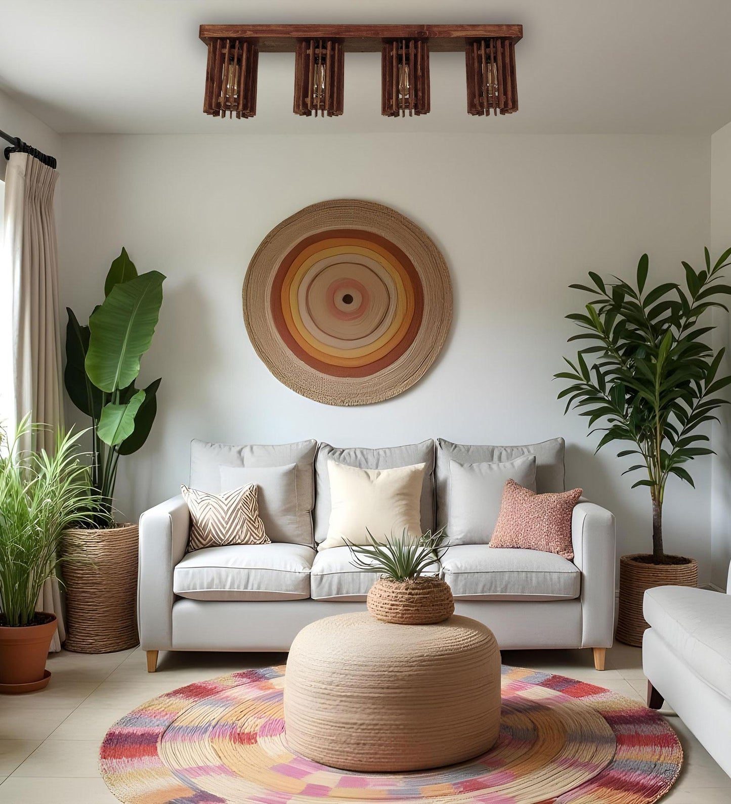 Dive Brown Wooden 4 Series Ceiling Lamp