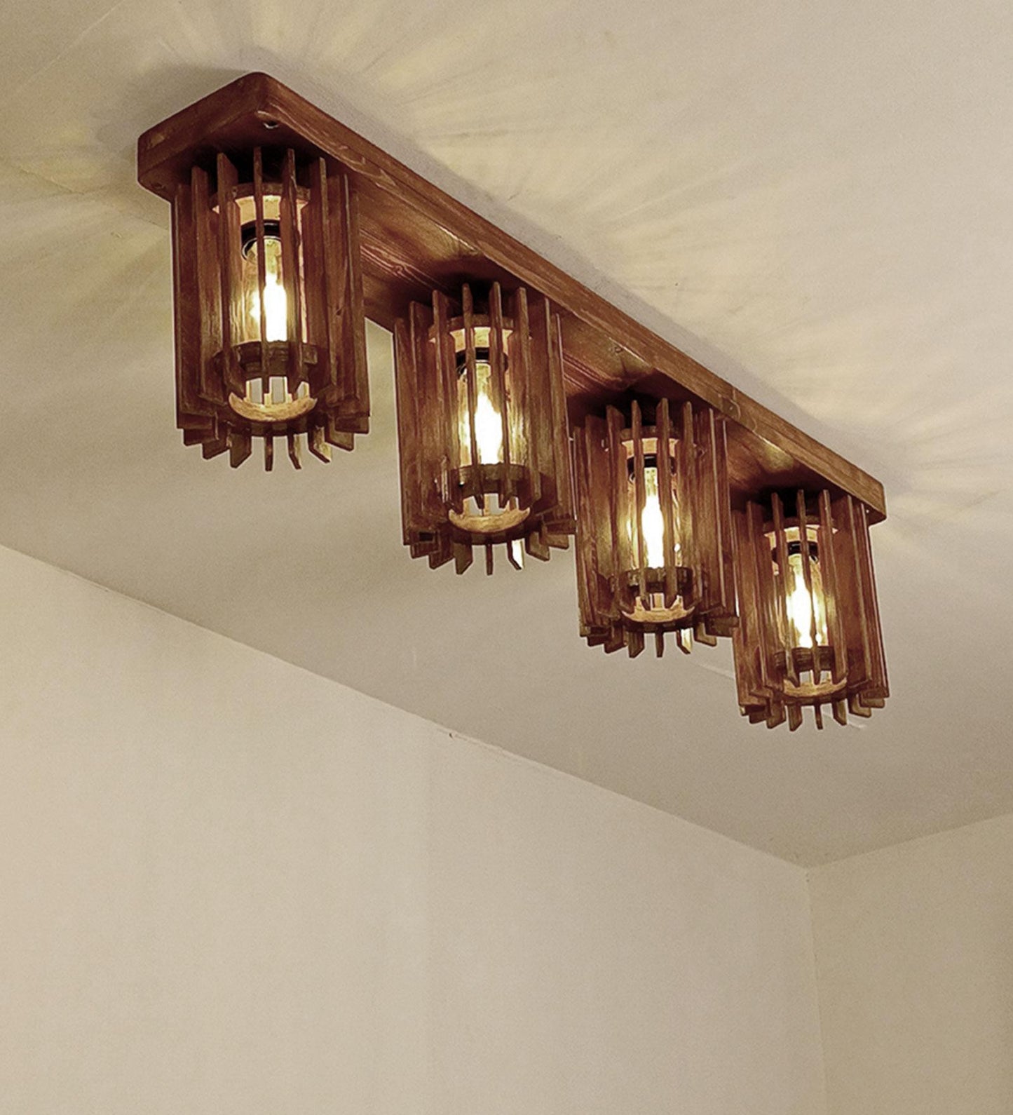 Dive Brown Wooden 4 Series Ceiling Lamp