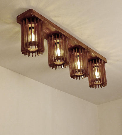 Dive Brown Wooden 4 Series Ceiling Lamp
