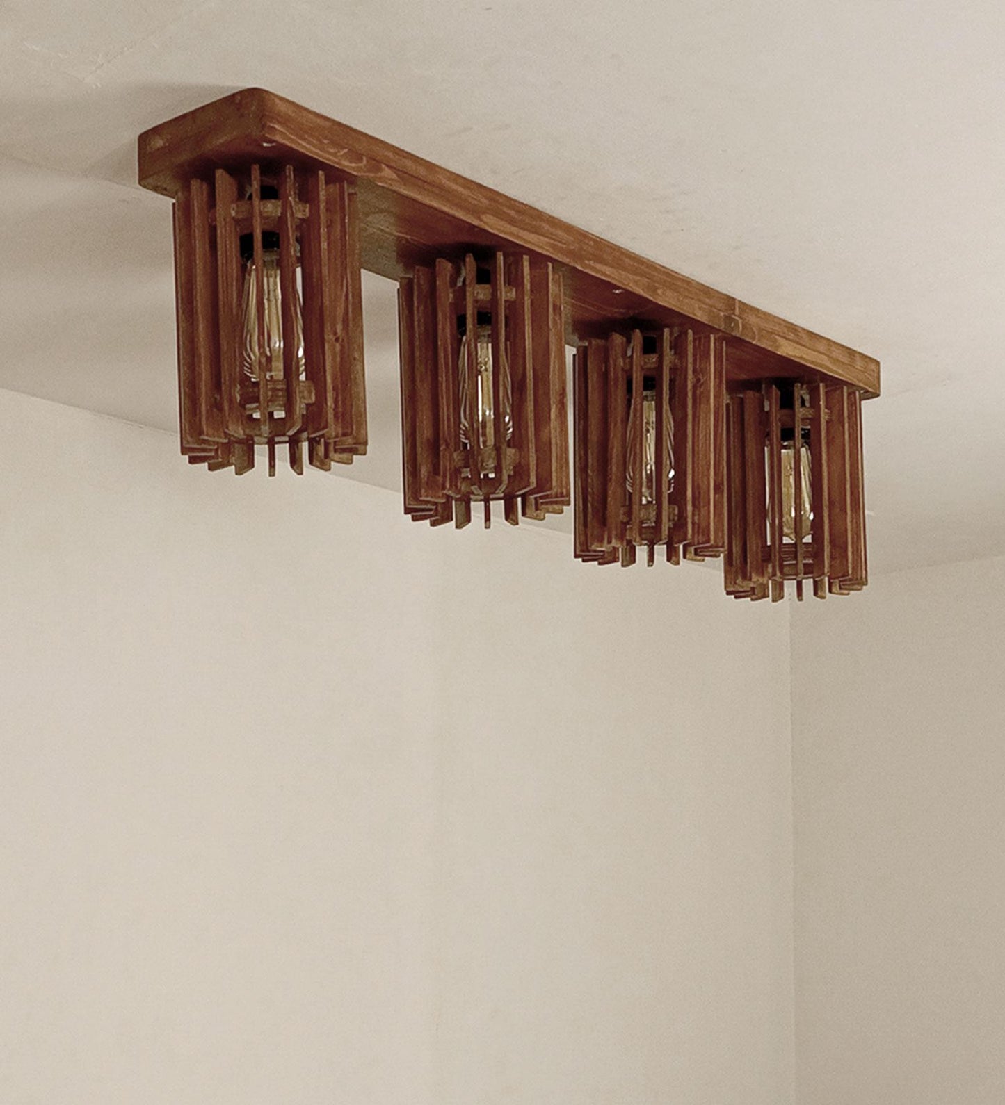 Dive Brown Wooden 4 Series Ceiling Lamp