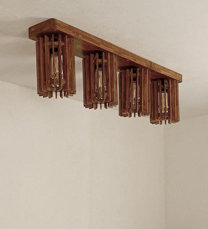 Dive Brown Wooden 4 Series Ceiling Lamp