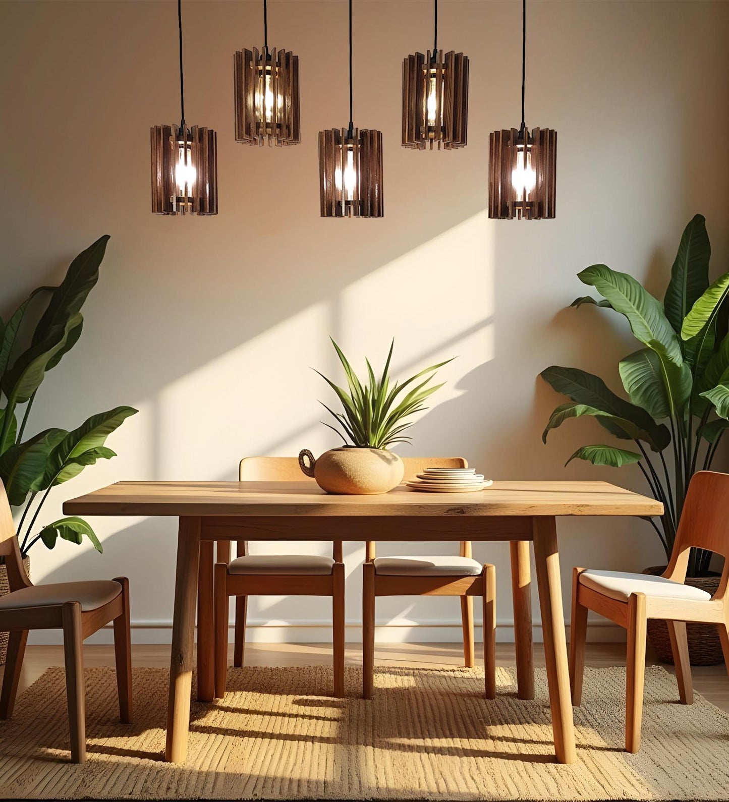 Dive Brown Wooden 5 Series Hanging Lamp