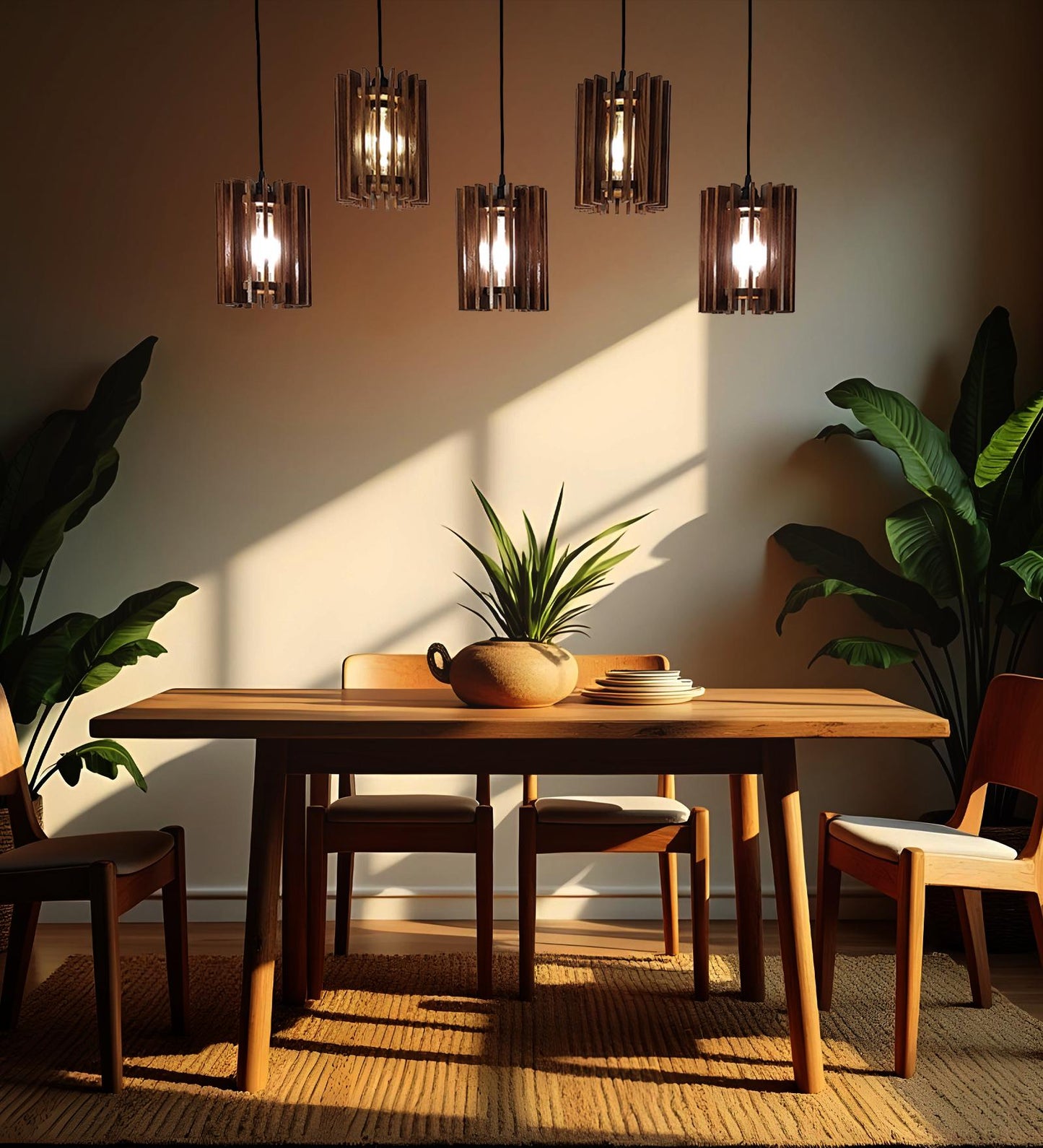 Dive Brown Wooden 5 Series Hanging Lamp